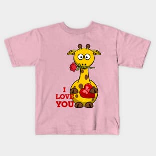 happy valentines day i love you giraffe Kids T-Shirt